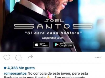 Romeo dice que Joel Santos pone en alto la bachata